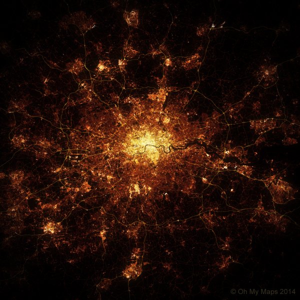 Above London: Stunning Artwork Recreates London at Night From Space ...