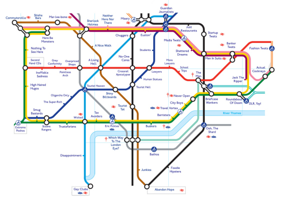 London Humour: The Honest Tube Map - Londontopia