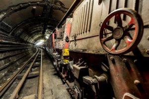 Detail of 1980s Greenbat Train in Tunnel - Mail Rail