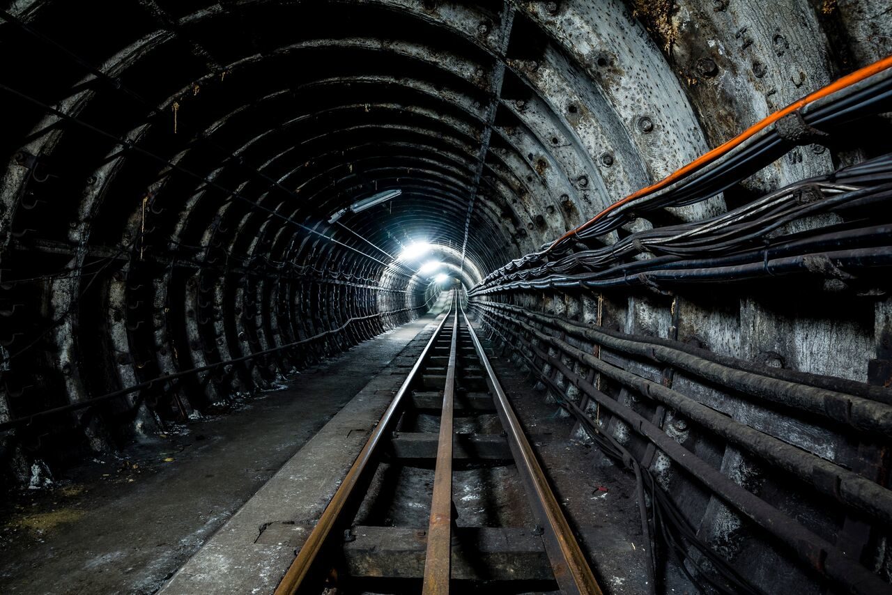 View of Tunnels down Tracks - Mail Rail