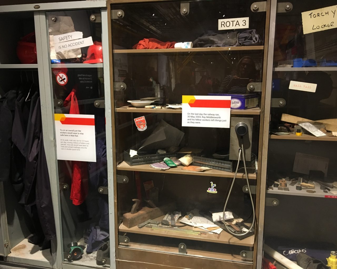 Mail Rail Exhibition - staff lockers display