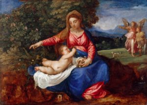 Titian, Madonna and Child in a Landscape with Tobias and the Angel, c.1535/40