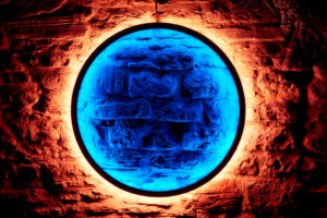 Harmonic Portal by Chris Plant, part of Lumiere Durham 2017, produced by Artichoke and commissioned by Durham County Council. Photo: Matthew Andrews