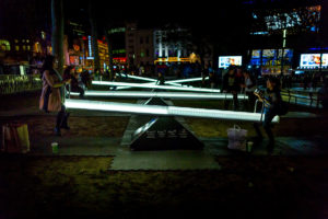 'Impulse' illuminated seesaws were also seen in Leicester Square in October 2016.