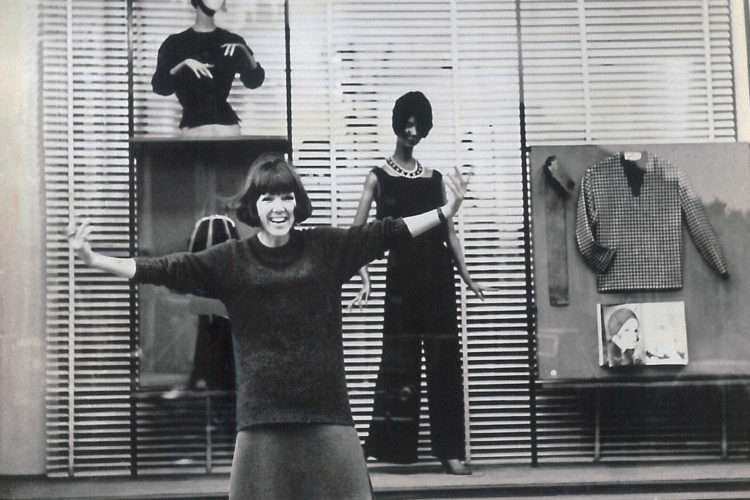Mary Quant outside her shop Bazaar on the Kings Road, 1960s