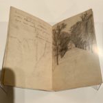 Sketch by Vincent van Gogh. ‘Tree-lined avenue’ in sketchbook to Betsy Tersteeg, 1875