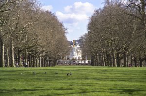View from The Broad Walk towards Buckingham Palace, St James's Park.
