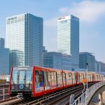 Docklands light railway in London