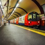 Tube train at platform in London (HDR)