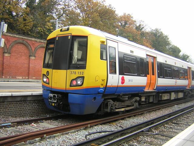 London Overground train with remembrance poppy