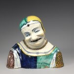 Maiolica bust of an old woman