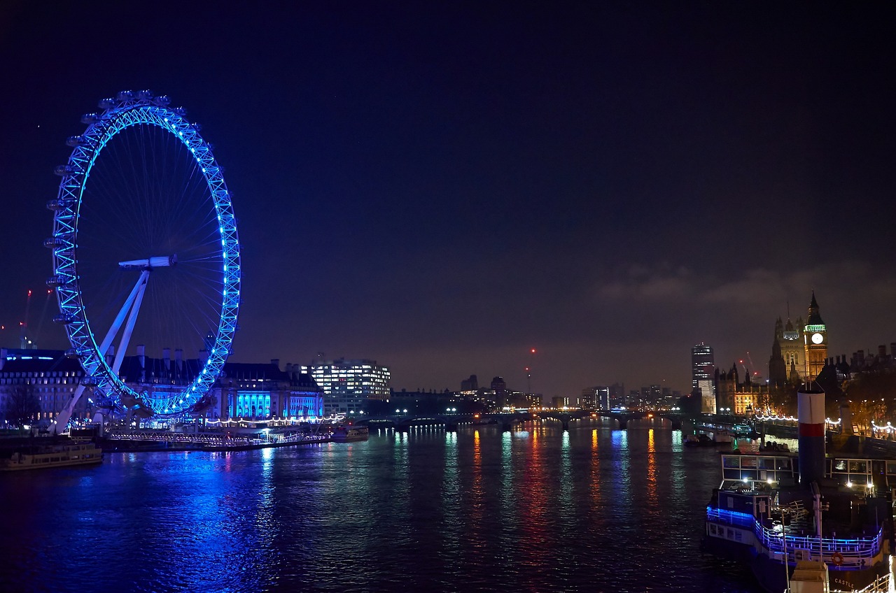 london eye at night inside