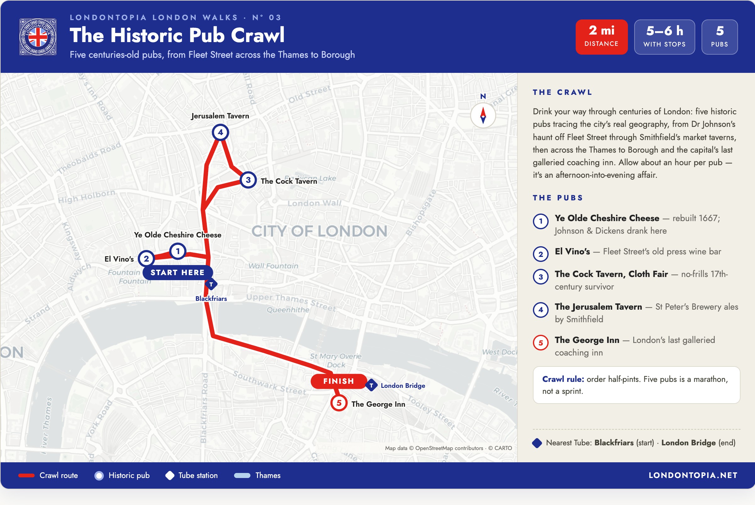 Map of The Ultimate London Historic Pub Crawl